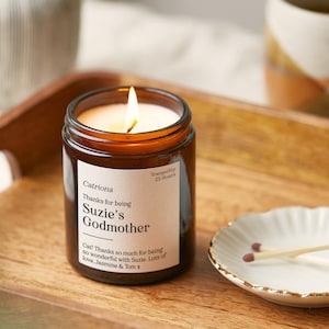 Thank You Godmother Gift - Christening Gift For Godmother - Personalised Scented Candle- Personalised Gifts