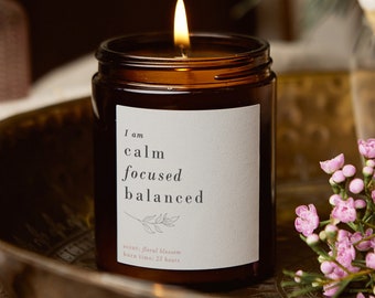 Calm Focused Balanced Mindfulness Candle, Affirmation Gifts For Her, Scented Apothecary Candle