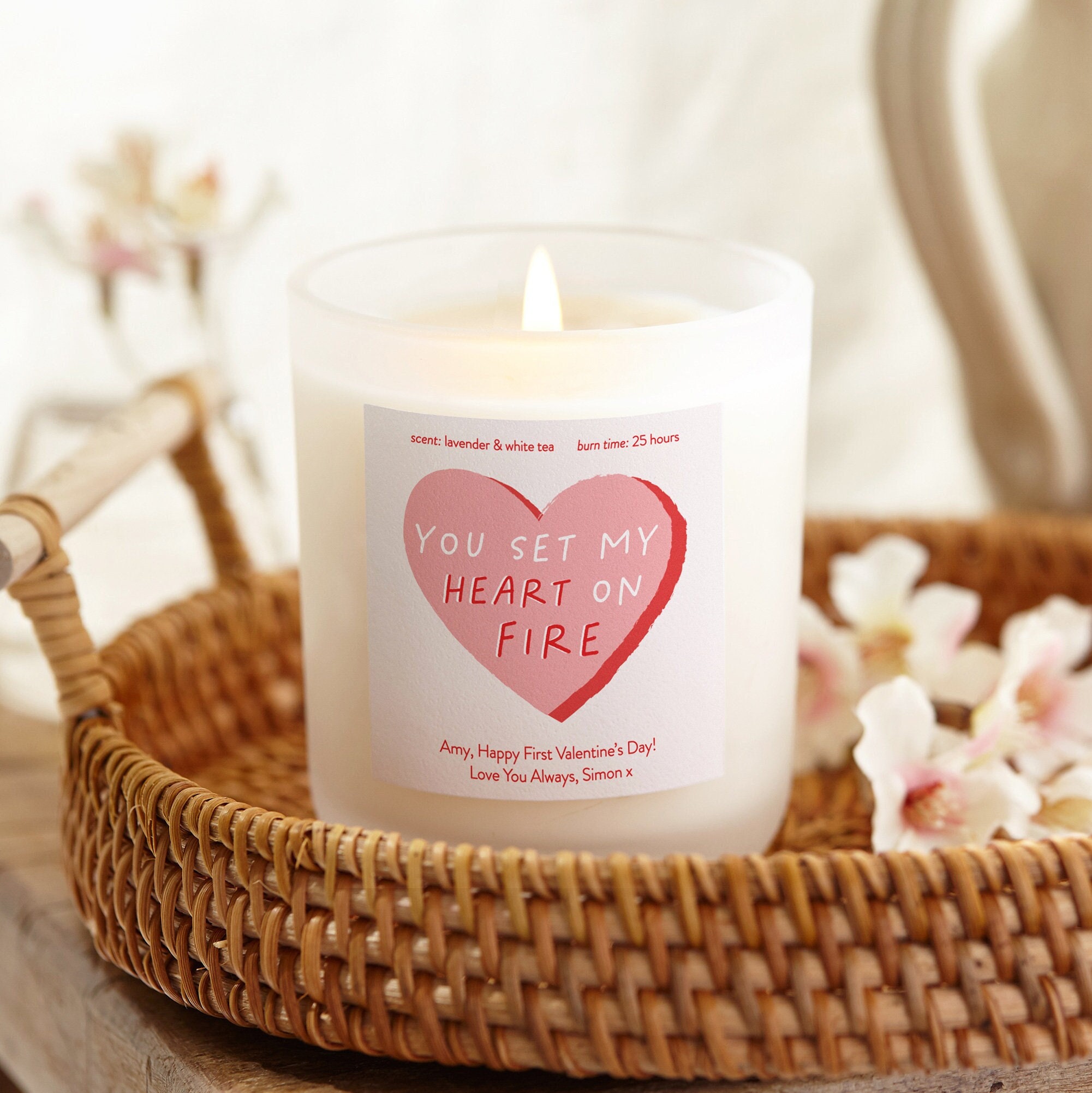 Valentine's Day Gift Heart on Fire Candle, 