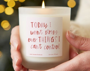 Today I Won't Stress Positivity Gifts For Her, Mindfulness Gifts For Friend, Scented Frosted Candle