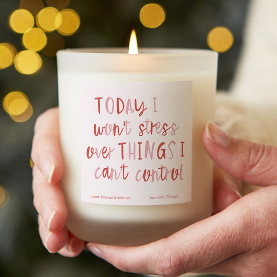 Today I Won't Stress Positivity Gifts for Her Mindfulness Gifts for Friend  Scented Frosted Candle 