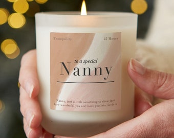 Speciale Nanny Gift Gepersonaliseerde matglazen geurkaars