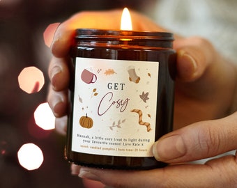 Personalised Autumn Scented Candle: Apothecary Jar, Cozy Fall Decor