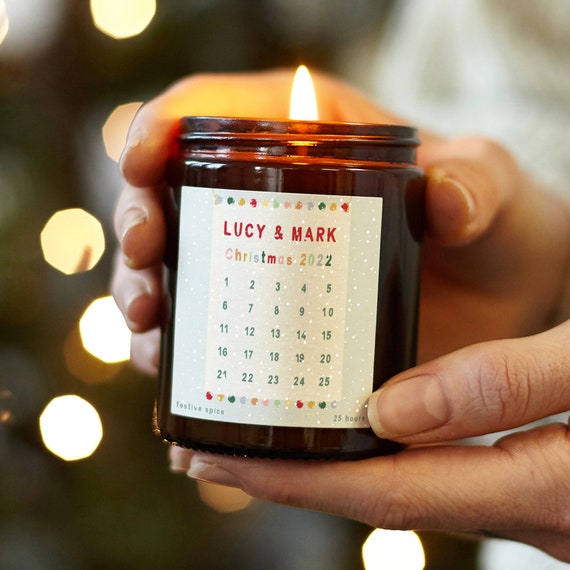 Calendrier de l'Avent bougie personnalisé en pot coloré, cadeau de Noël  Bougie parfumée de Noël -  France