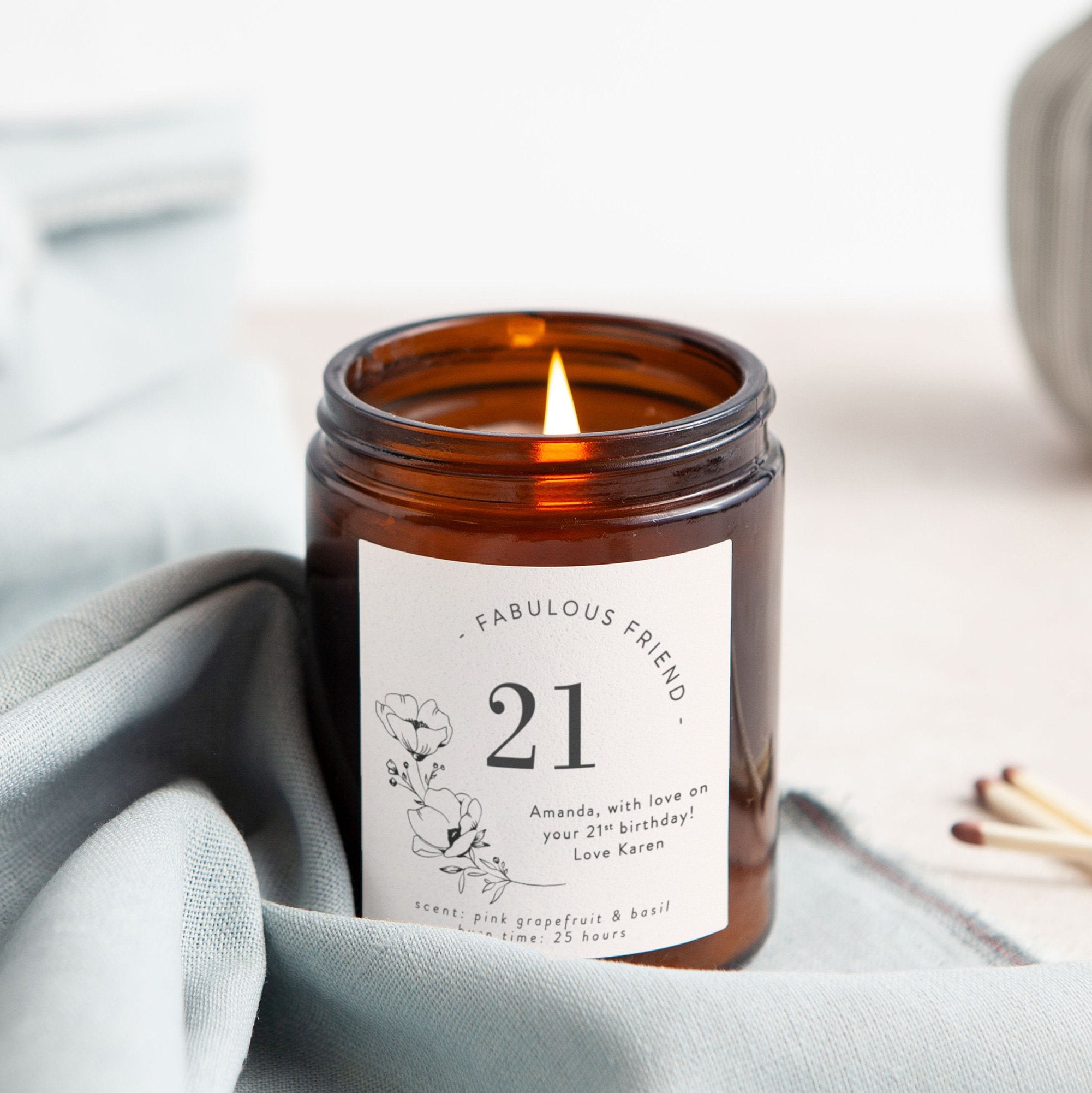 21Ème Cadeau d'anniversaire Bougie Personnalisée