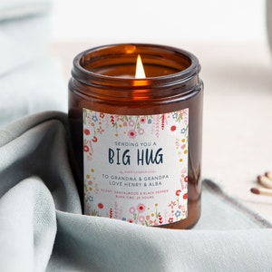 Thinking of You Gifts, Personalised Big Hug Gift For Friend, Apothecary Candle