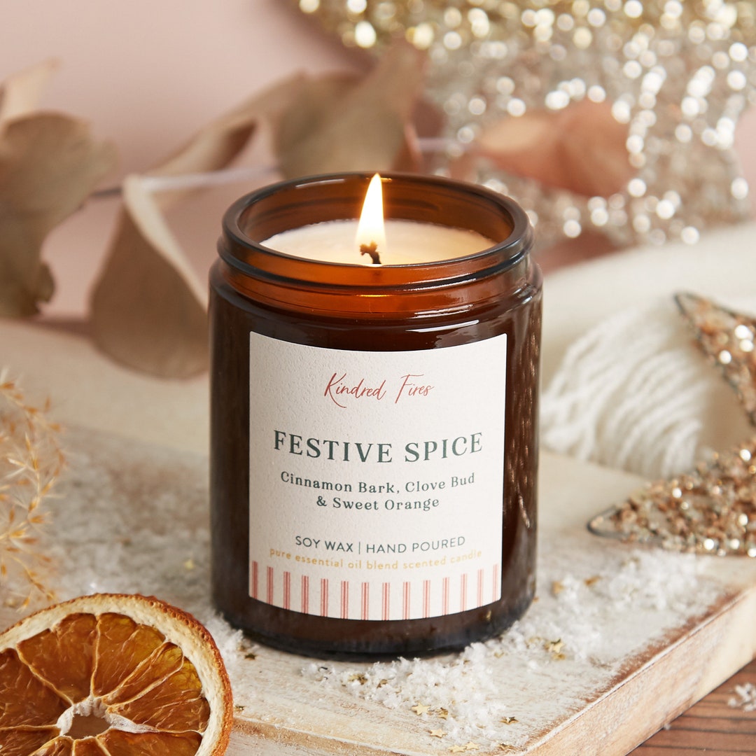 Festive Spice Christmas Essential Oil Candle, Christmas Gift for Her