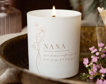 Personalised Nana Candle: Floral Christmas Keepsake Gift