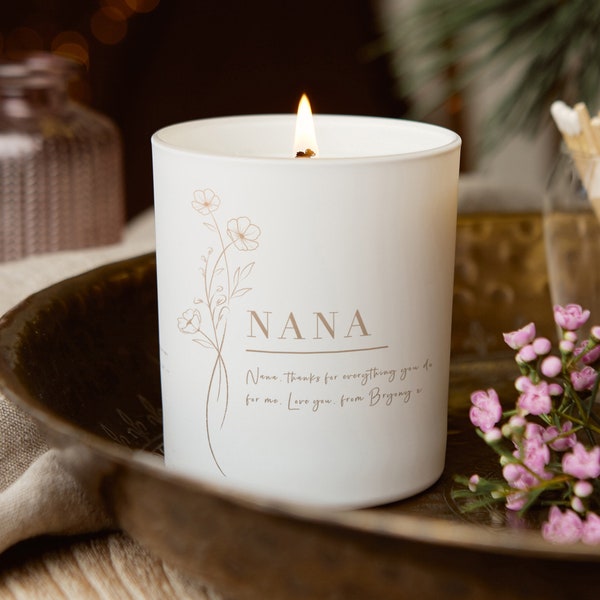 Nana Gift Floral Candle, Keepsake Christmas Gift, Christmas Scented Candle