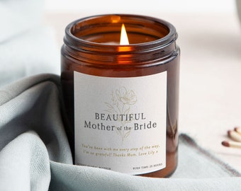 Mother of the Bride Gift, Personalised Wedding Gift For Bride's Mum, Scented Apothecary Candle