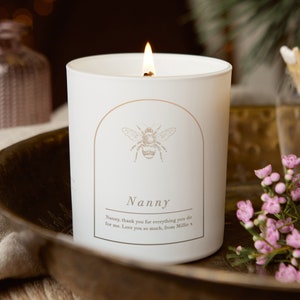 Nanny Gift Personalised Bee Candle Keepsake Christmas Gift, Christmas Scented Candle- Personalised Gifts