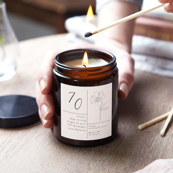 70th Birthday Gift Floral Personalised Candle Soy Wax No Etsy