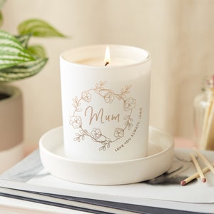 Mother&#39;s Day Gift Floral Personalised Candle Keepsake Gift for Mum - Personalised Gifts
