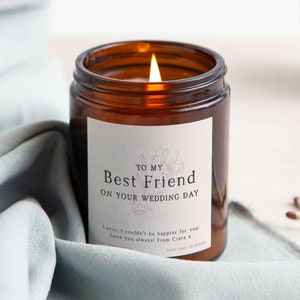 Best Friend Wedding Scented Candle, Unique Personalised Wedding Gift for Bride, Scented Apothecary Candle