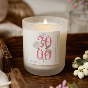 21st Birthday Gift For Her - Birth Year Floral Frosted Candle - Birthday Gift for Friend - Birthday Gift for Her - Personalised Gifts