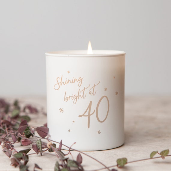 40th Birthday Gift Shining Bright Candle Etsy