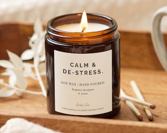 Calm & Destress Aromatherapy Candles, Well-being Candles, Essential Oil Scented Candle