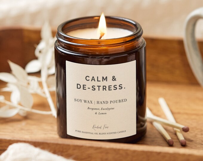 Bougies d'aromathérapie Calm & Destress, Bougies bien-être, Bougie parfumée aux huiles essentielles