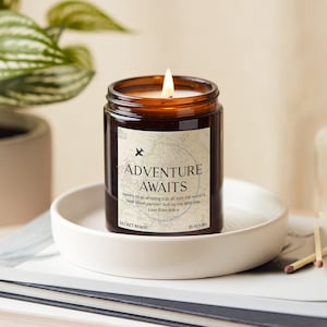 Adventure Gift Personalised Soy Candle, Travel Gift, Backpacking Gift, Gift for Travelling