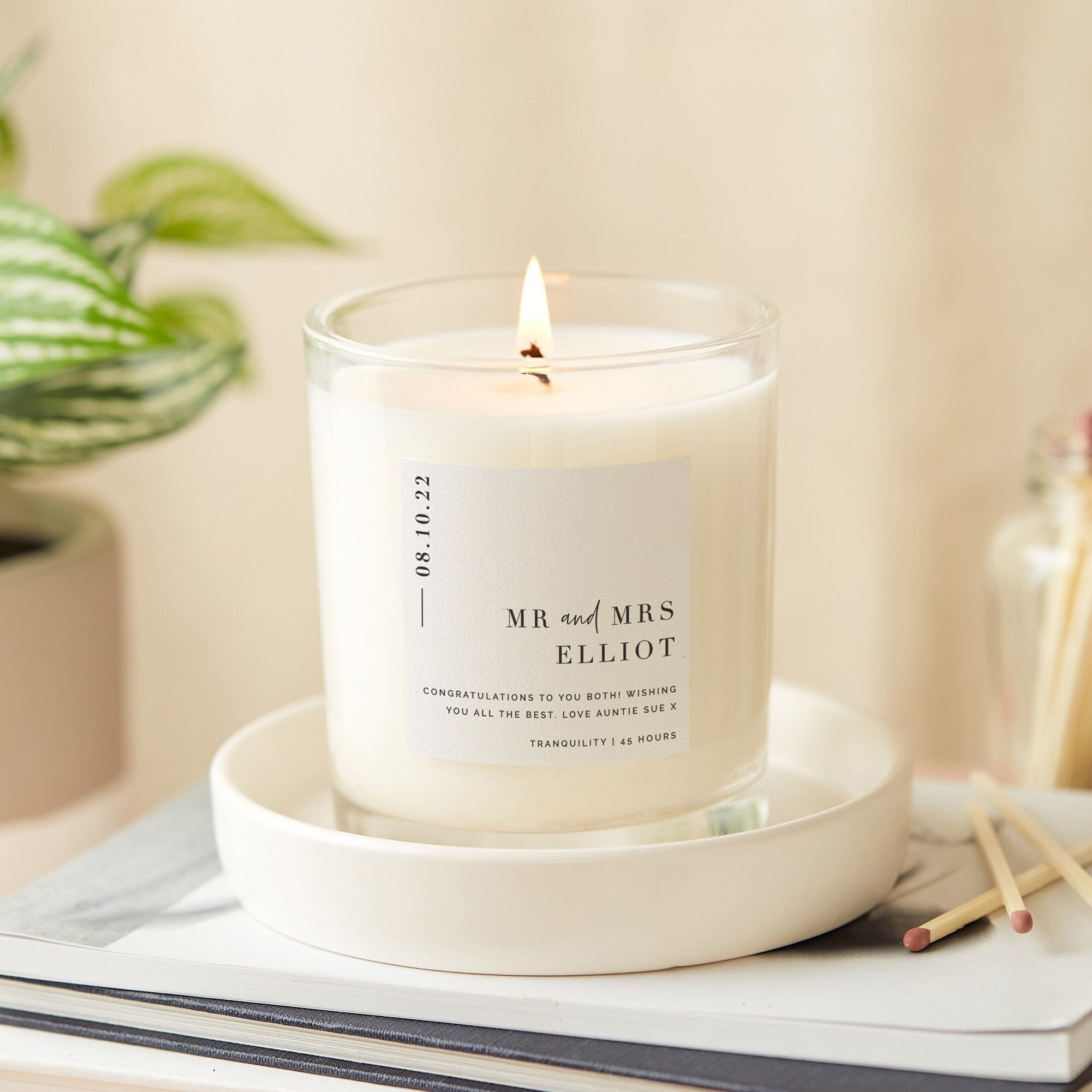 Wedding Gift Minimalist Luxury Scented Candle, Unique Personalised Wedding Gift for Couple - Personalised Gifts