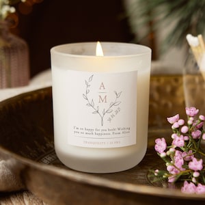 Personalised Wedding Gift Botanical Candle, Unique Personalised Wedding Gift for Couple, Bride - Personalised Gifts