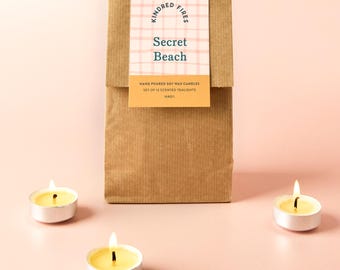 Tropical Scented Soy Wax Tealights - Secret Beach - Gift Bag