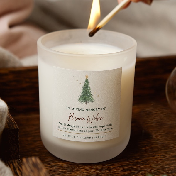 Personalised Memorial Christmas Candle: In Loving Memory Gift