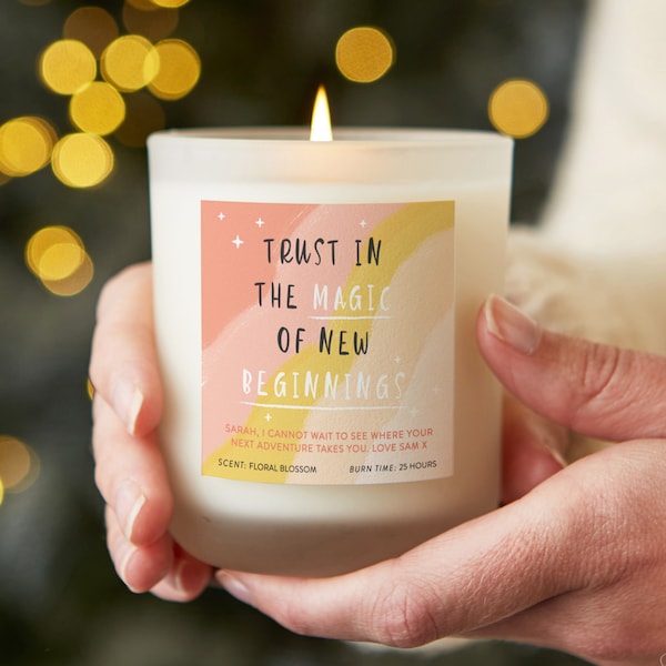 Trust in New Beginnings Gift, Affirmation Uplifting Gifts For Women, Scented Frosted Candle