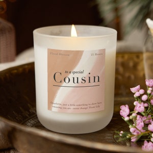 Special Cousin Gift, Personalised Gift For Cousins, Frosted Candle For Her, Christmas Gift- Personalised Gifts