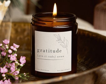 Gratitude Candle: Scented Apothecary Jar, Mindfulness Gift