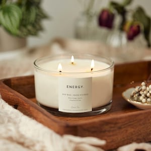 3 Wick Large Aromatherapy Candles, Sleep, De-stress, Happiness, Focus, Energy, Toxin Free