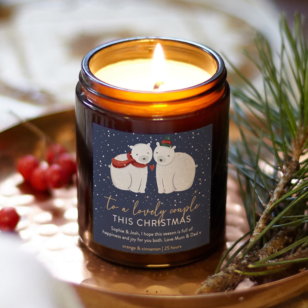 Couple's Christmas Gift Personalised Candle Polar Bears - Etsy UK