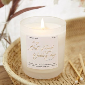 Best Friend Wedding Gift Gift Blush Gold Script Candle, Unique Personalised Wedding Gift for Couple, Bride - Personalised Gifts
