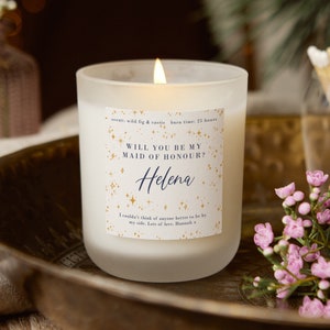 Be My Maid of Honour Star Personalised Candle - Frosted Glass Scented Candle - Personalised Gifts