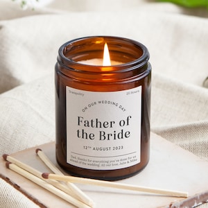 Father of the Bride Gift, Personalised Wedding Day Keepsake, Scented Apothecary Candle image 1