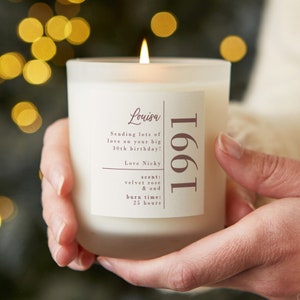 Personalised 30th Birthday Candle Gift: Frosted Soy Wax Candle