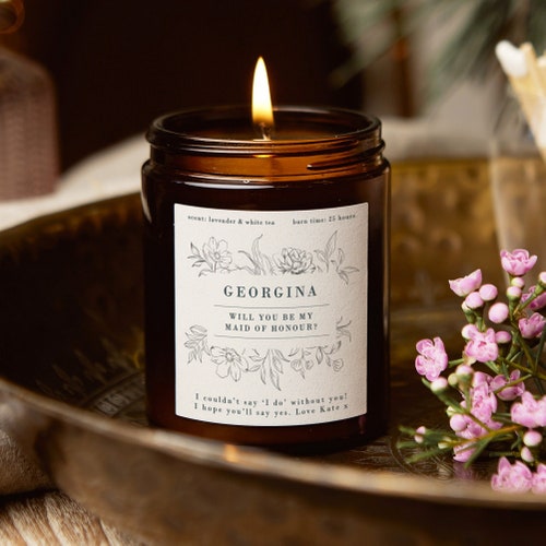 Maid of Honour Proposal Candle: Wildflower Scented Soy Wax Gift