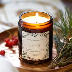 Personalised Memorial Candle: In Loving Memory Gift, Soy Wax, Apothecary Jar