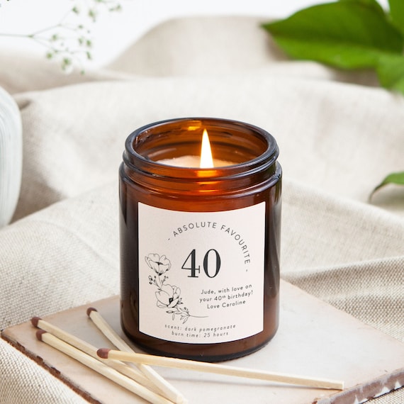 40th Birthday Gift Personalised Candle Etsy