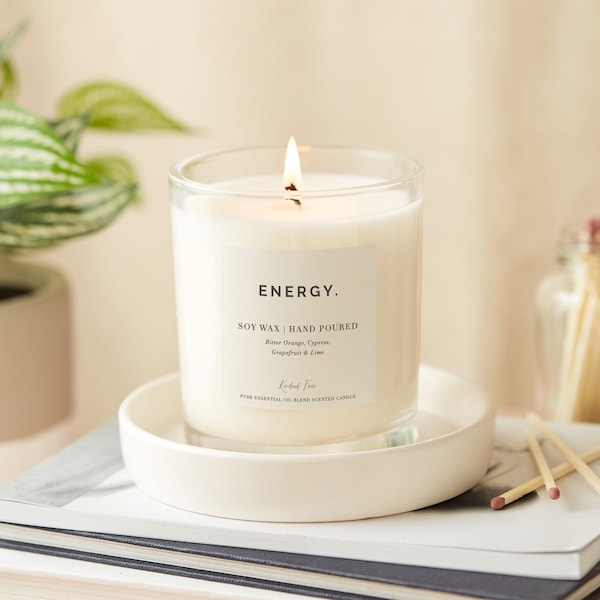 Energy Aromatherapy Candles, Energy Boosting, Increase Energy Essential Oil Candles, Toxin Free, Biodegradable