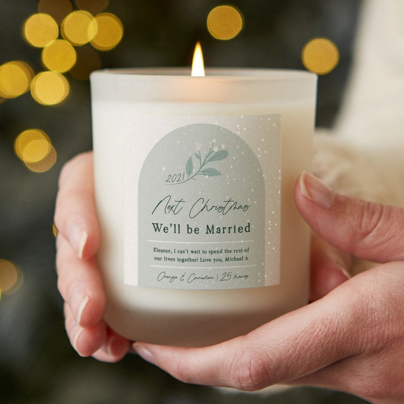 Fiancée Christmas Gift, Next Christmas We'll Be Married Candle, Christmas Scented Candle image 1