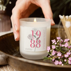 Birth Year Birthday Gift Floral White Candle, Birthday Gift for Friend, Birthday Gift for Her- Personalised Gifts