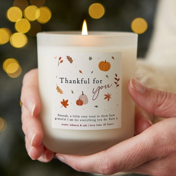 Thanksgiving Gift Fall Inspired Candle - Frosted Glass Scented Candle