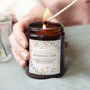 Mother&#39;s Day Gift, Gift for Mum Floral Personalised Candle- Personalised Gifts