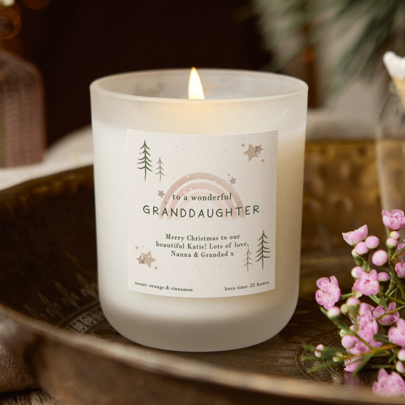 Scented candle made with a natural soy blend wax, hand-poured in small batches, high-quality fragrance is the best Christmas Gift for granddaughter