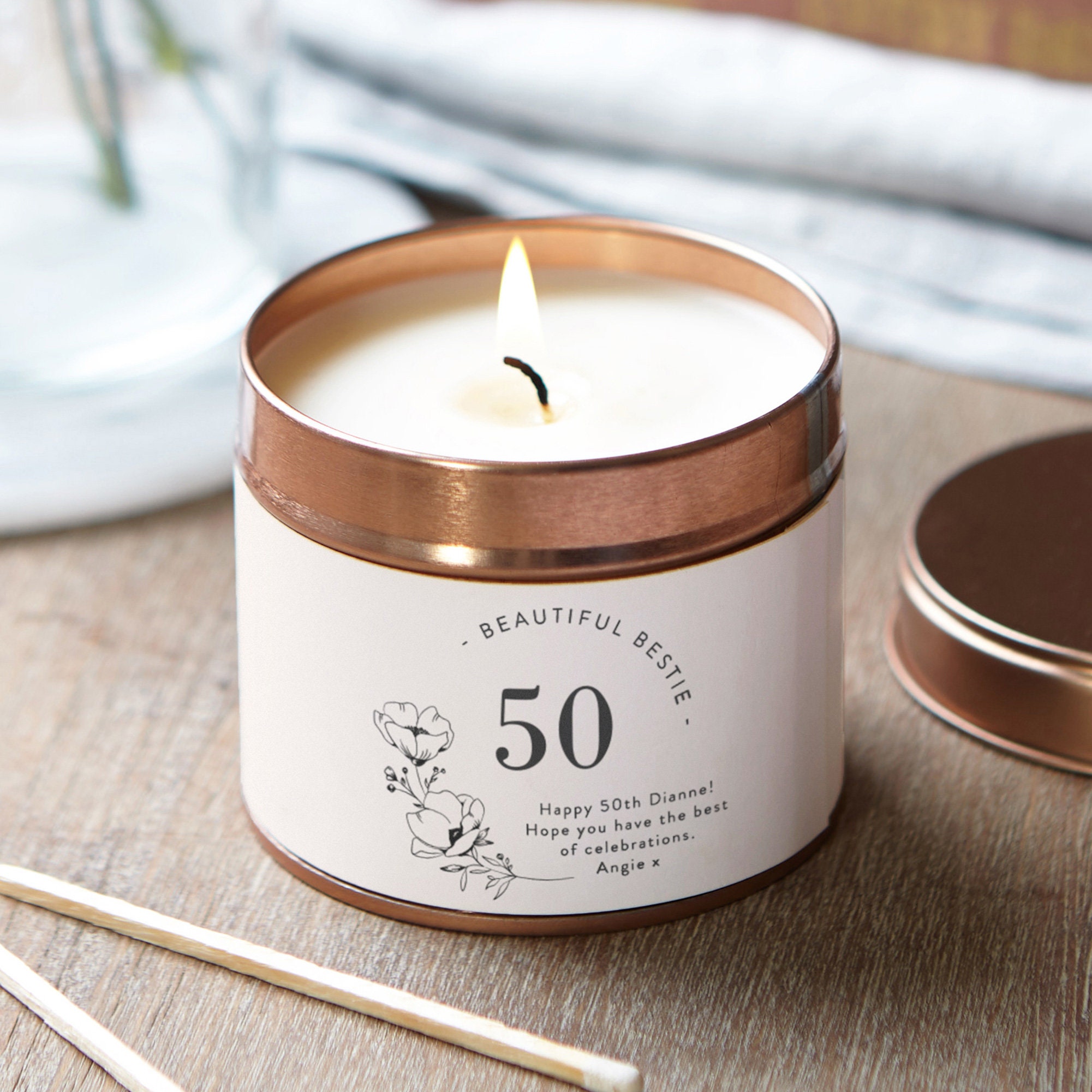 50th Birthday Gift Floral Age Tin Candle Soy Wax no Etsy UK