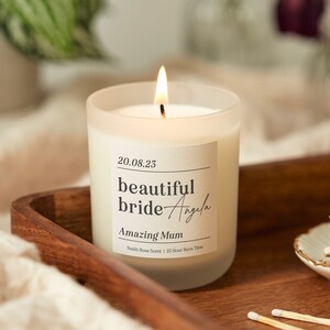 Mum Wedding Day Keepsake for Bride Frosted Soy Candle - Personalised Gifts