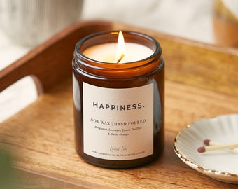 Candele per aromaterapia Happiness, Happiness, Candela della felicità che migliora l'umore, Senza tossine, Biodegradabile
