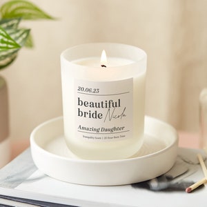 Daughter Wedding Day Gift - Wedding Day Keepsake for Bride - Personalised Wedding Date Candle - Personalised Gifts