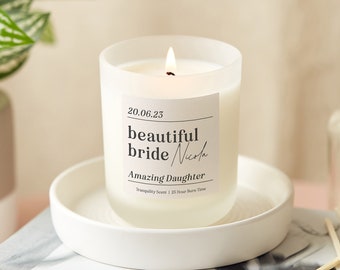 Daughter Wedding Day Keepsake for Bride Frosted Soy Candle